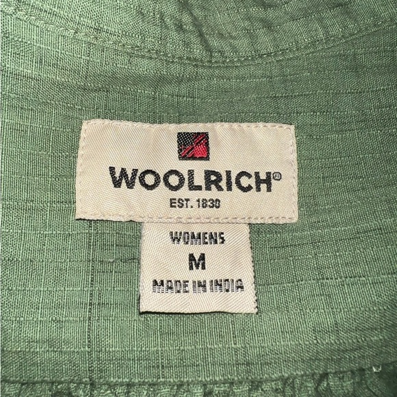 WOOLRICH Button Down Tunic Olive Green 100% Cotton shirt Medium - Picture 9 of 11
